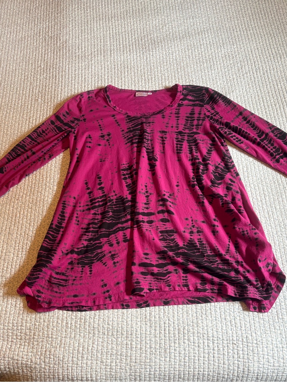 Women's Magenta Tie-Dye Scoop Neck Tunic Top